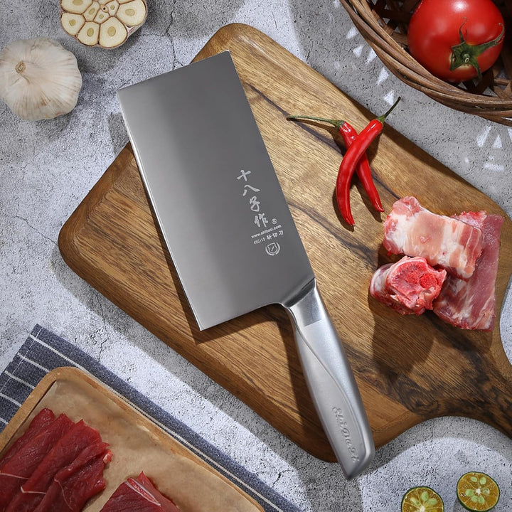 SHI BA ZI ZUO Chinesisches Gemüsemesser 7-Zoll-Slicer-Messer mit Stahlgriff Küchenmesser zum Schneid