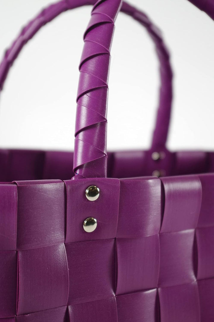 Kobolo Tasche Einkaufskorb geflochten Kunststoff Shopper - Fuchsia XXL - 36x22x28 cm