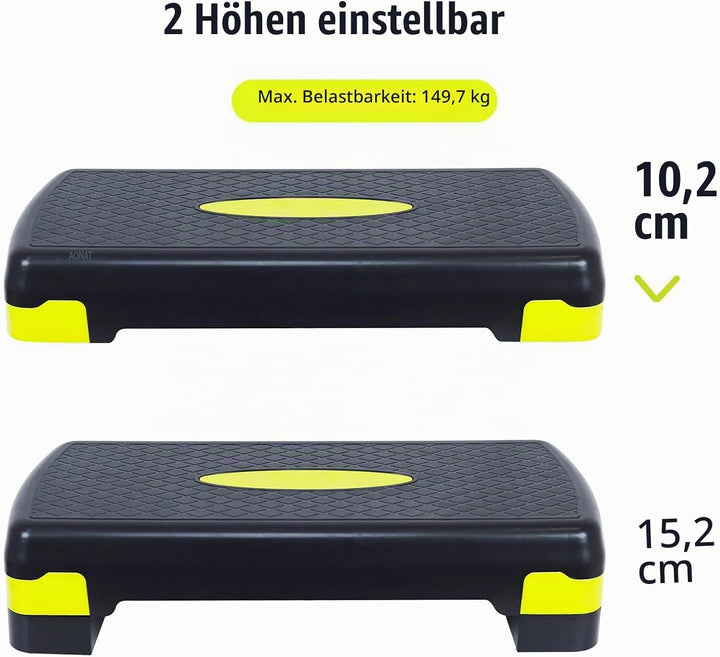 Steppbrett Fitness Aerobic Stepper Höhenverstellbar Step Bench mit 2 Stufen (10/15cm), Hometrainer F