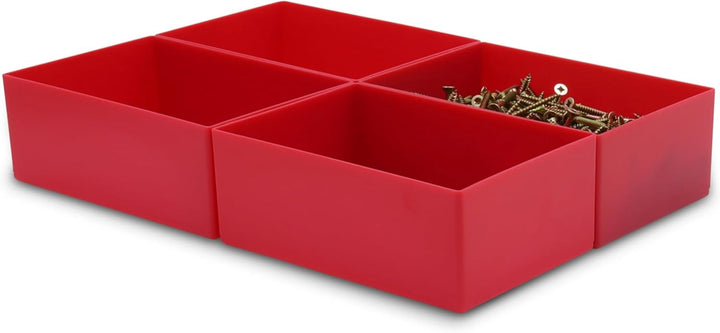 1a-TopStore 25 Stück Einsatzkasten Serie E63/4, rot, 162x108x63 mm, aus Polystyrol, Industrienorm, f