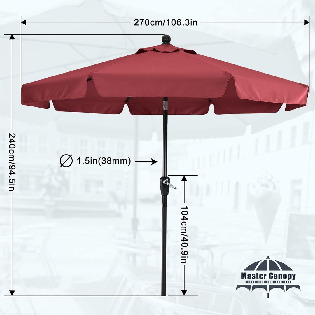 MASTERCANOPY 270 cm Sonnenschirm mit Volant Patioschirm Gartenschirm Terrassenschirm Tischschirm Mar