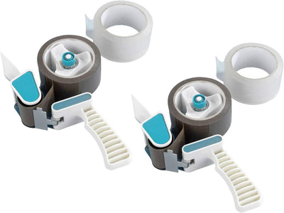 2 Stück Abroller Inkl. 4 Rollen Klebeband Handabroller Profi Klebebandabroller Paketbandabroller für