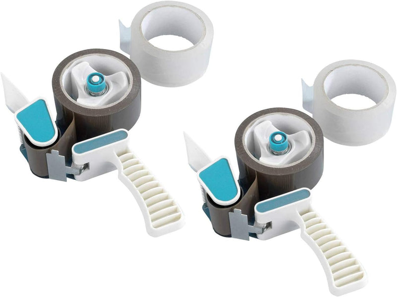 2 Stück Abroller Inkl. 4 Rollen Klebeband Handabroller Profi Klebebandabroller Paketbandabroller für