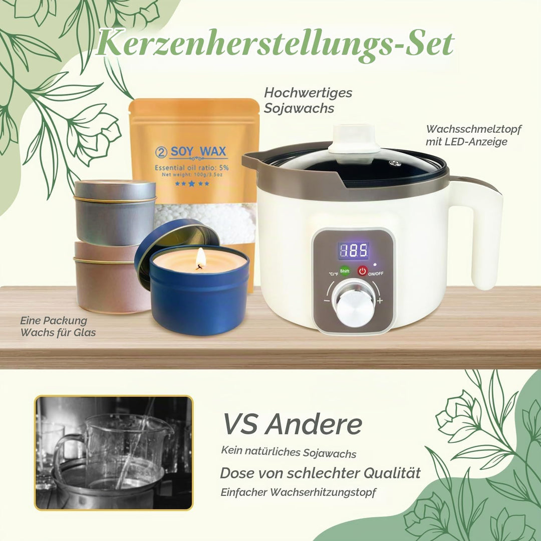 LINGQIAN DIY Kerzenherstellung Set, Kerzen Selber Machen Kit Sojawachs, Elektrischer Wachsschmelztop