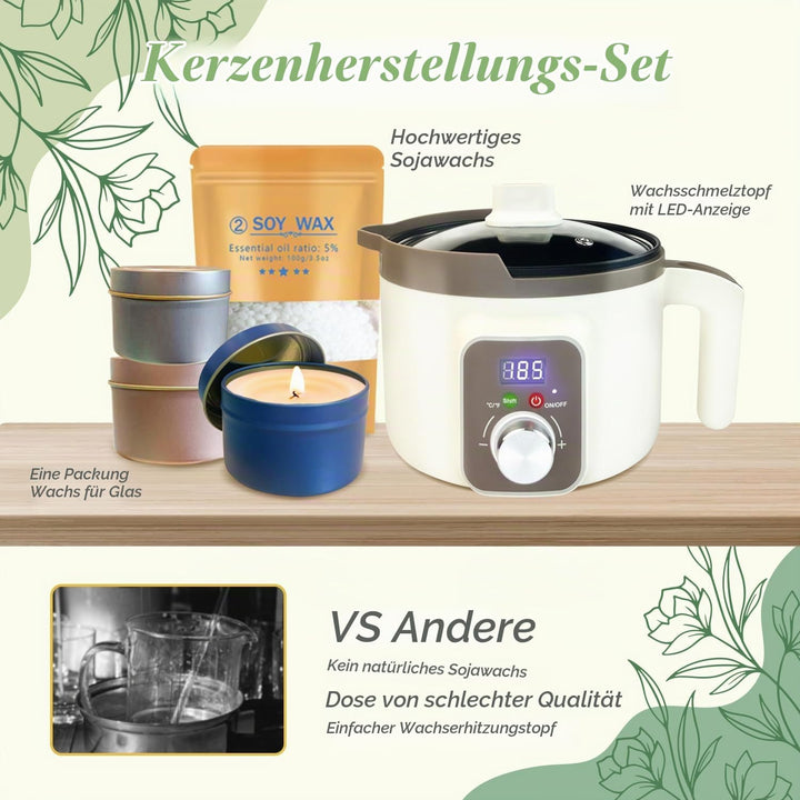 LINGQIAN DIY Kerzenherstellung Set, Kerzen Selber Machen Kit Sojawachs, Elektrischer Wachsschmelztop