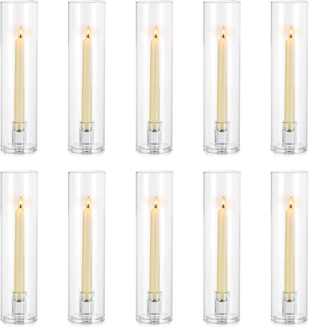 NUPTIO Glaszylinder Kerzenständer Kerzenhalter Glas - 10 Stücke Kegel Kerzenhalter Stabkerze Pack fü