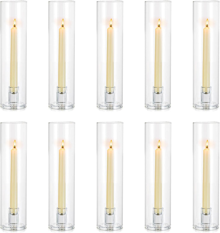 NUPTIO Glaszylinder Kerzenständer Kerzenhalter Glas - 10 Stücke Kegel Kerzenhalter Stabkerze Pack fü