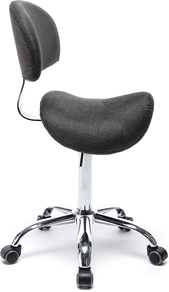 Sattelhocker MULY BIGBACK Lehne, Sitzhöhe bis ca. 74cm, Stoff-Grau | 1stuff-Markenqualität, Sattelst