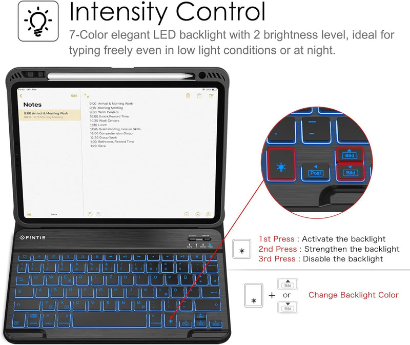 Fintie Tastatur Hülle für iPad Pro 11 Zoll 2022 / iPad Pro 11 2021/2020/ 2018 - Soft TPU Rückseite G