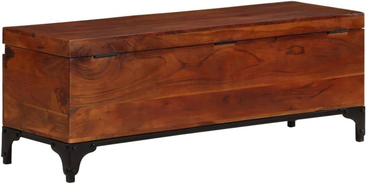 homiuse Aufbewahrungstruhe 110x35x41 cm Akazie Massivholz Schatztruhe Schatzkiste Truhe mit Deckel S