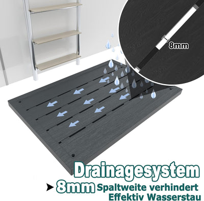 YRHome WPC Bodenelement für Solardusche Gartendusche Poolleiter Leitern 105 x 63 x 5,5 cm Bodenplatt