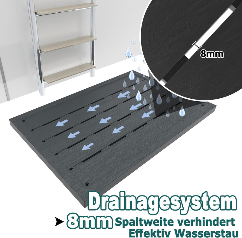YRHome WPC Bodenelement für Solardusche Gartendusche Poolleiter Leitern 105 x 63 x 5,5 cm Bodenplatt