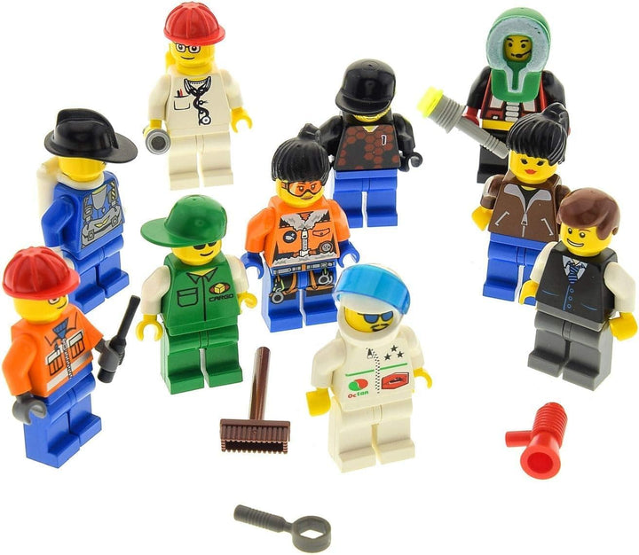 LEGO Bausteine gebraucht 10 x System Figuren Stadt City Mini Figur mit Zubehör Herren Damen Zufällig