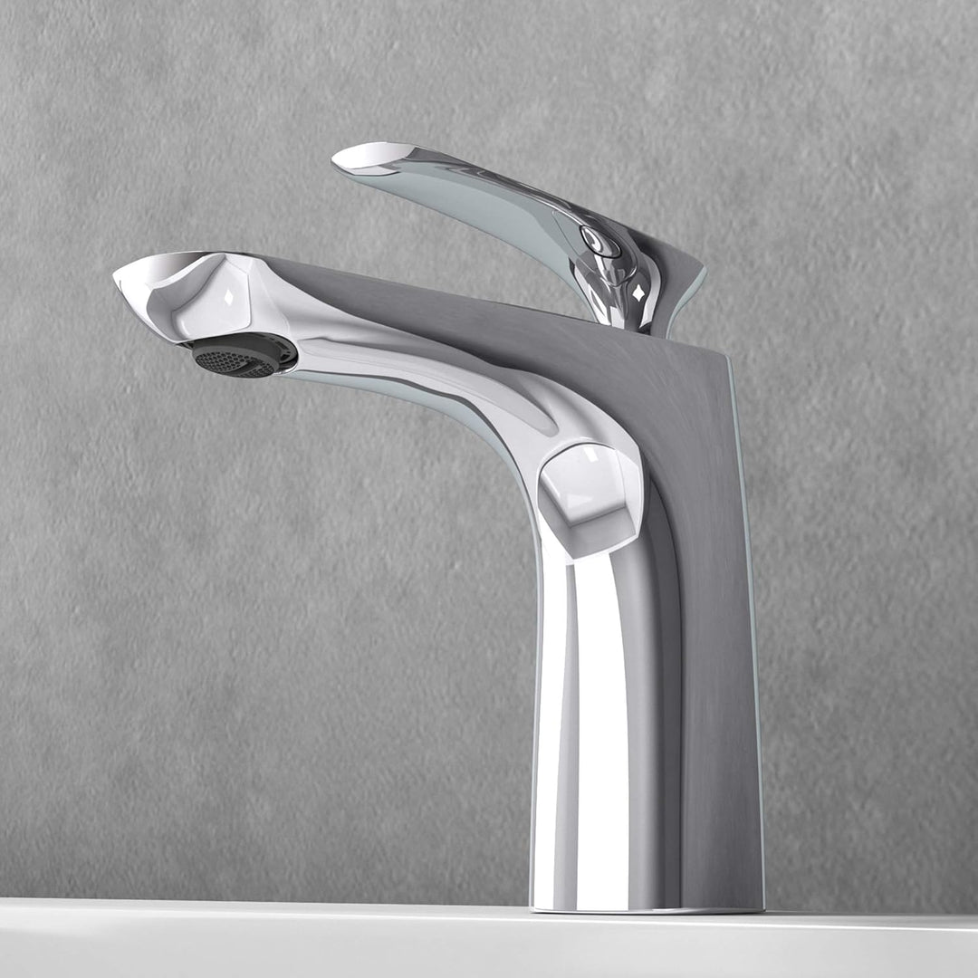 doporro Design Armatur Wasserhahn Bad Silber | Waschtischarmatur für Waschbecken | Waschbeckenarmatu