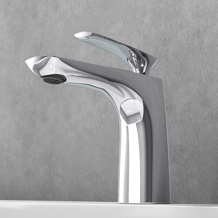 doporro Design Armatur Wasserhahn Bad Silber | Waschtischarmatur für Waschbecken | Waschbeckenarmatu