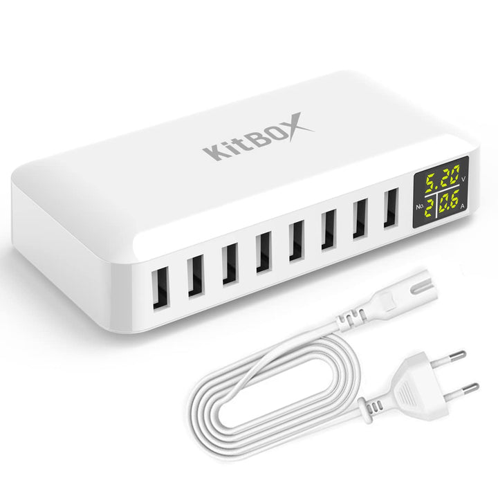 USB Ladegerät Mehrfach mit Display LED 40W USB Multi Ladegerät mit Stecker USB Ladeleiste Power Lade