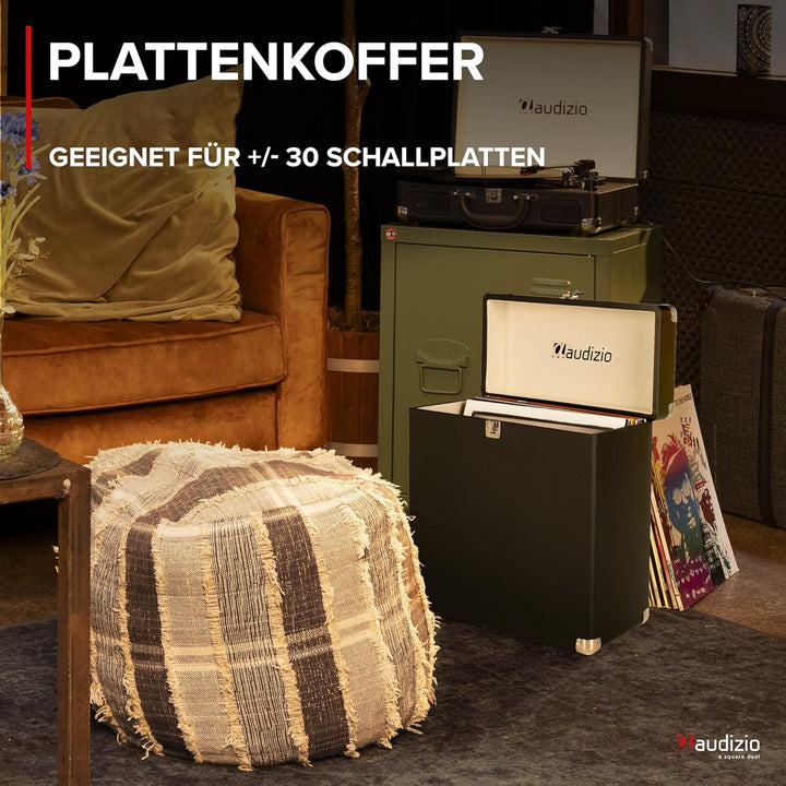 Audizio RC32 - Robuster Koffer für Schallplatten Aufbewahrung - Design Vinyl Holder - Plattenkoffer