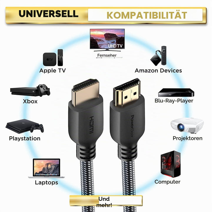 PowerBear 4K HDMI Kabel 9m | 18Gbps Hochgeschwindigkeit HDMI Kabel, geflochtenes Nylon & Goldstecker