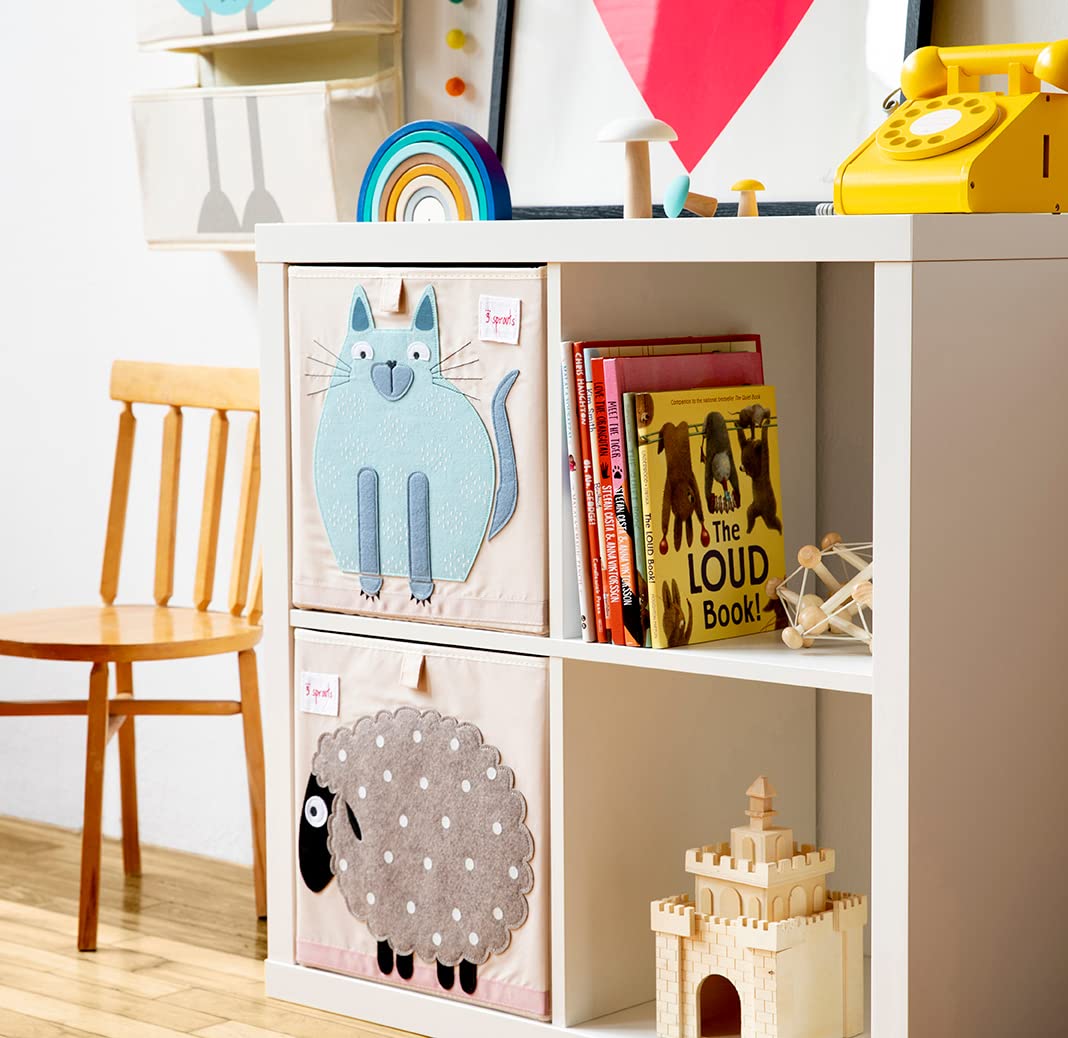 3 Sprouts, Aufbewahrungsbox Kinder mit Deckel, Spielzeugbox für Kallax Regale, Box zur Spielzeugaufb