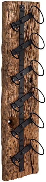 invicta INTERIOR Massives Wand Weinregal Barracuda antik Teak Holz 100cm Flaschenhalter Natur Regal