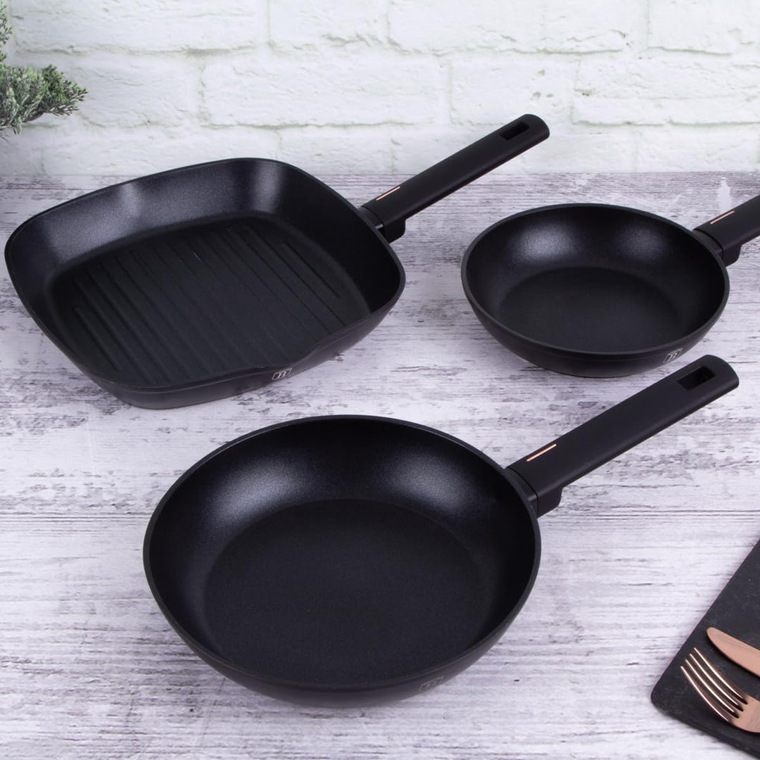 trends4cents Berlinger Haus BH/7096 Monaco Collection Bratpfannen Set 3 tlg. in schwarz Grillpfanne