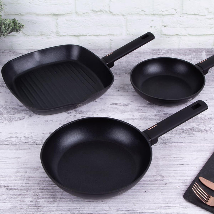 trends4cents Berlinger Haus BH/7096 Monaco Collection Bratpfannen Set 3 tlg. in schwarz Grillpfanne