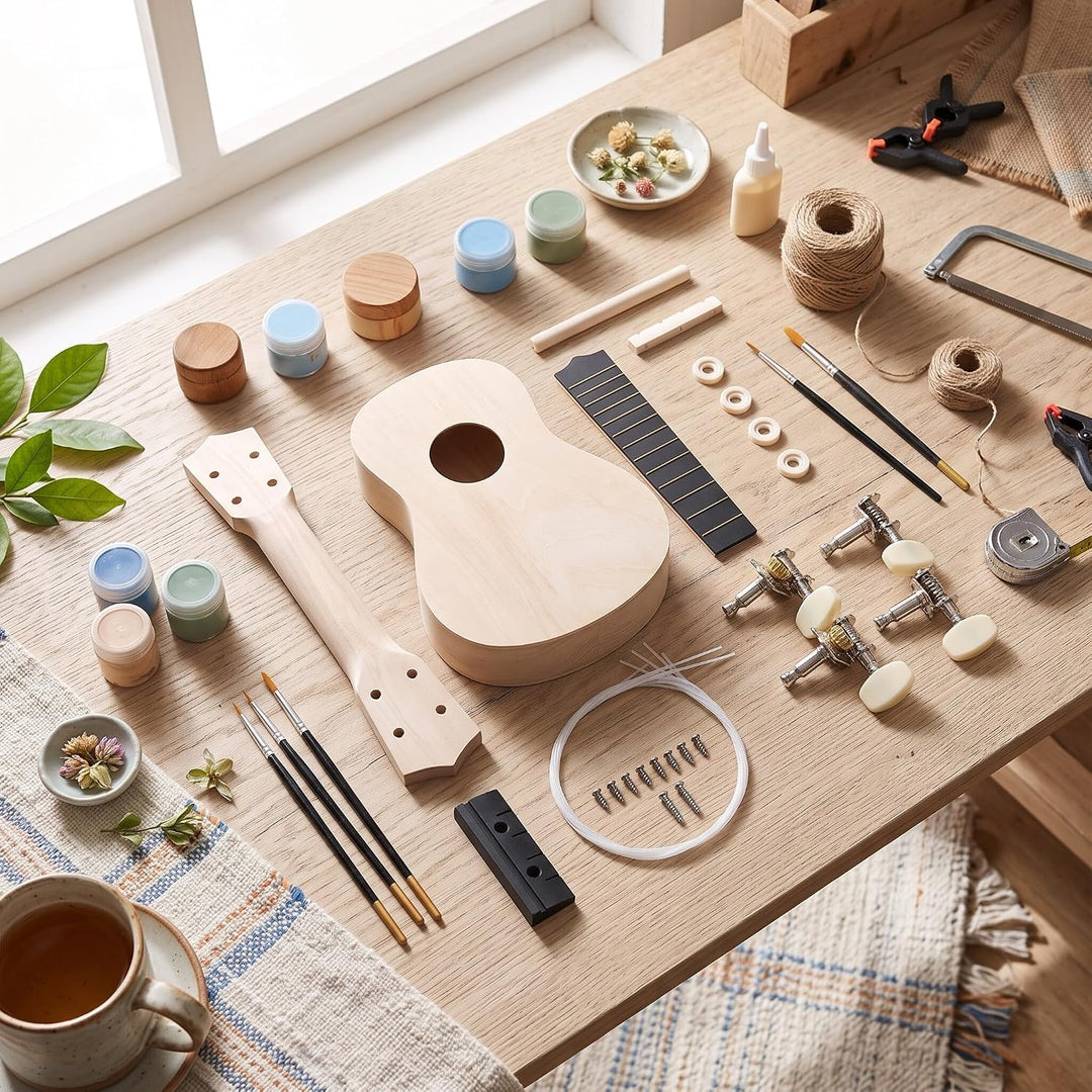 21 Zoll Ukulele DIY Kit, 4 Saiten Sopran Ukulele Set Kindergitarre, Für Kinder Erwachsene Anfänger A