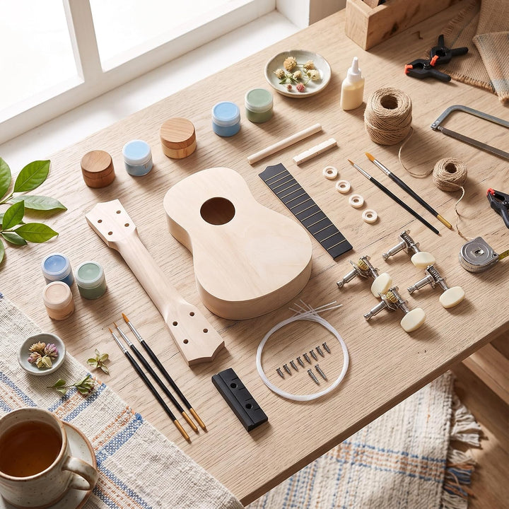 21 Zoll Ukulele DIY Kit, 4 Saiten Sopran Ukulele Set Kindergitarre, Für Kinder Erwachsene Anfänger A