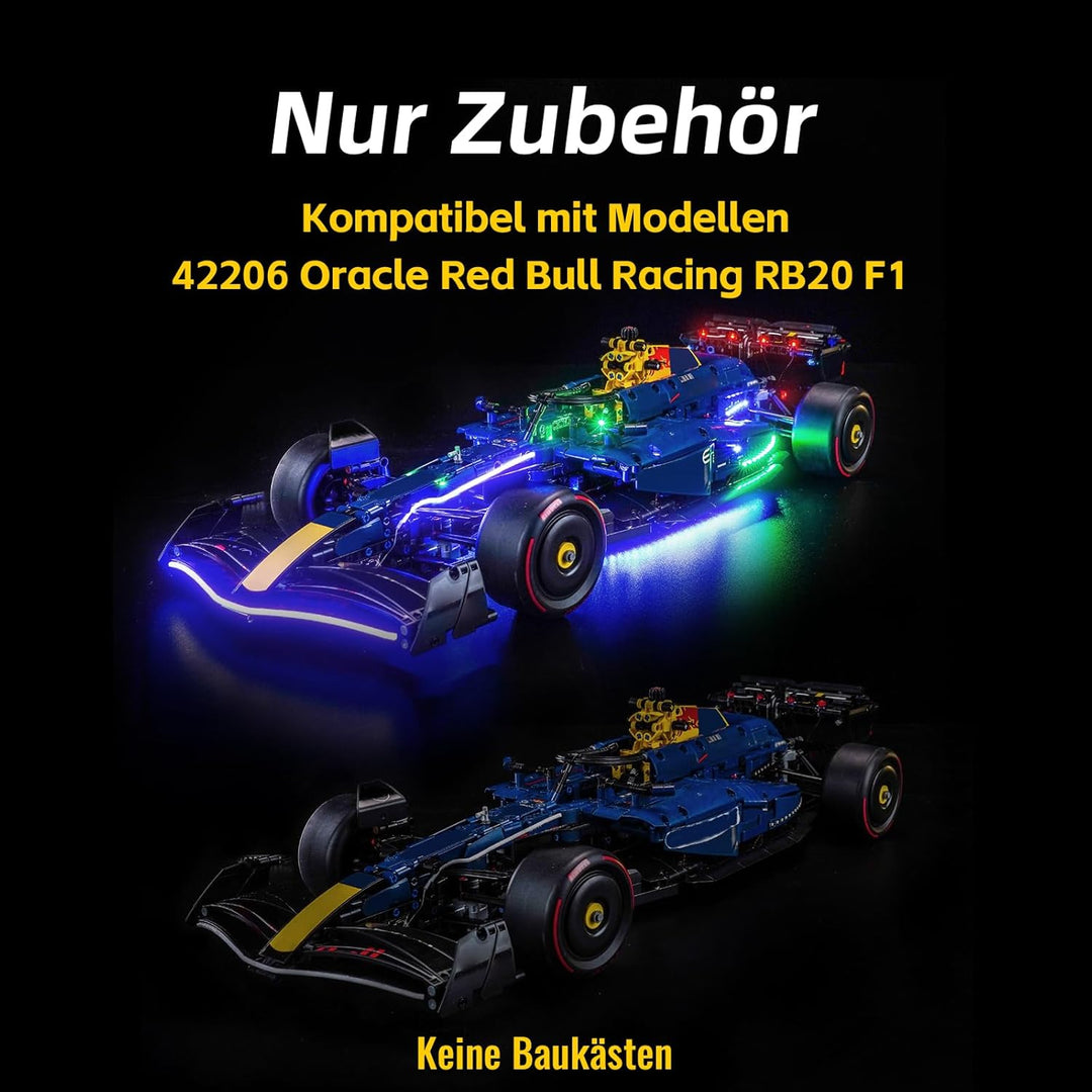 Fernbedienung Licht-Kit Kompatibel mit Lego 42206 Oracle Red Bull Racing RB20 F1 Car (Kein Modell),