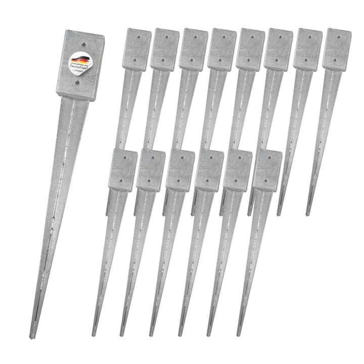 Einschlaghülsen für Pfosten 9x9 cm | 15er Set Bodeneinschlaganker verzinkt | Einschlaghülsen ca. 91x