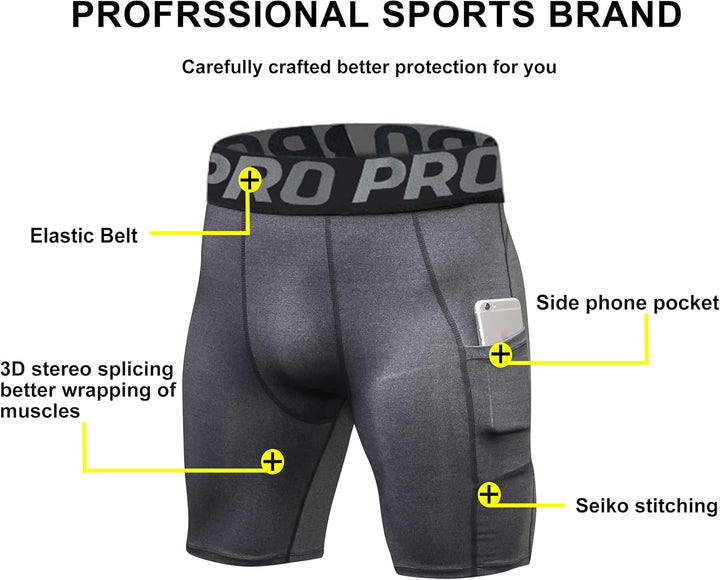 YUSHOW 3er Pack Kompressionsshorts Herren Kompressionshose Sporthose Kurz Schnell Trocknend Atmungsa
