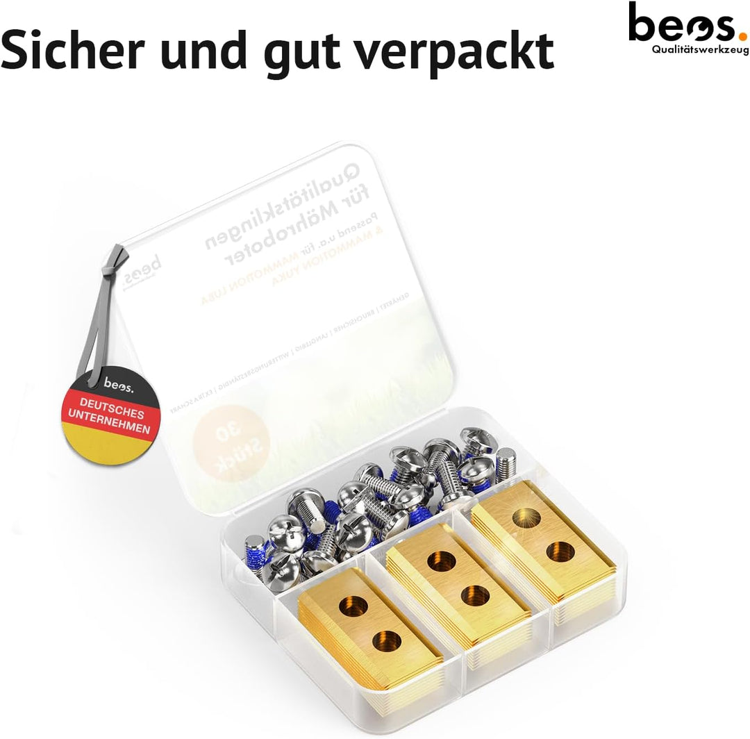 BEOS® 30 x Premium Titan Ersatzmesser + Schrauben mit Sicherung - Ersatzklingen für Premiummarken Wo