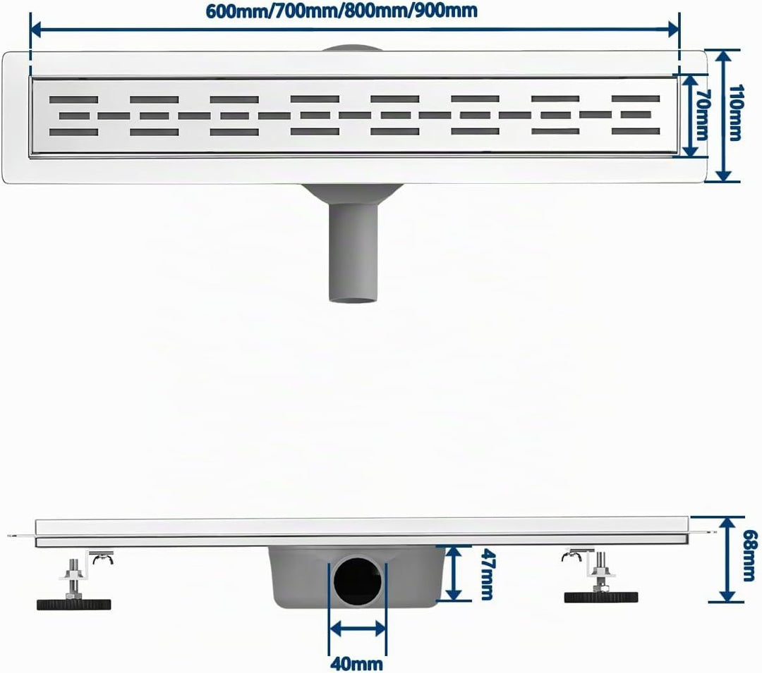 Neodrain Duschrinne 70cm Edelstahl Bodenablauf - 360° Siphon Duschablauf Extra Flach Ablaufrinne mit