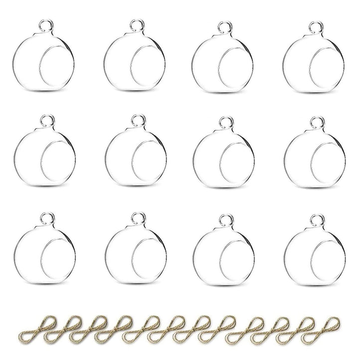 NUPTIO 12 Stück Hängende Teelichthalter Mini Glaskerzenhalter 6cm Durchmesser Kugeln Globus Garten O