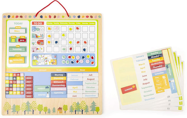 small foot Wochenplaner magnetisch "Educate", Lerntafel aus FSC®100%-Zertifiziertem Holz, Tagesplan