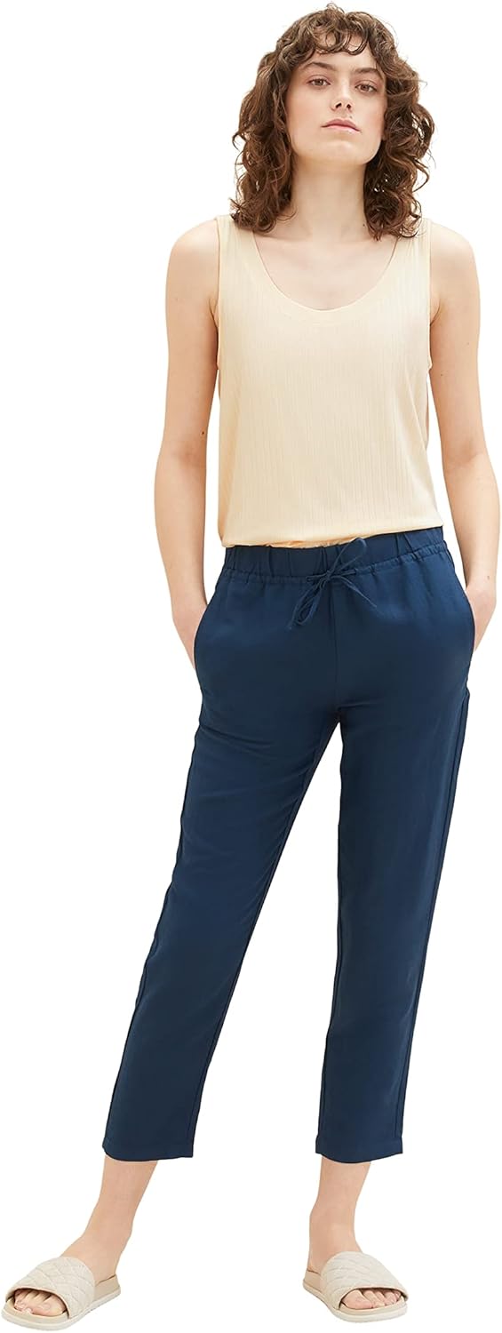 TOM TAILOR Damen Loose Fit Leinen Stoffhose 34W / 28L 11758 - Midnight Sail, 34W / 28L 11758 - Midni