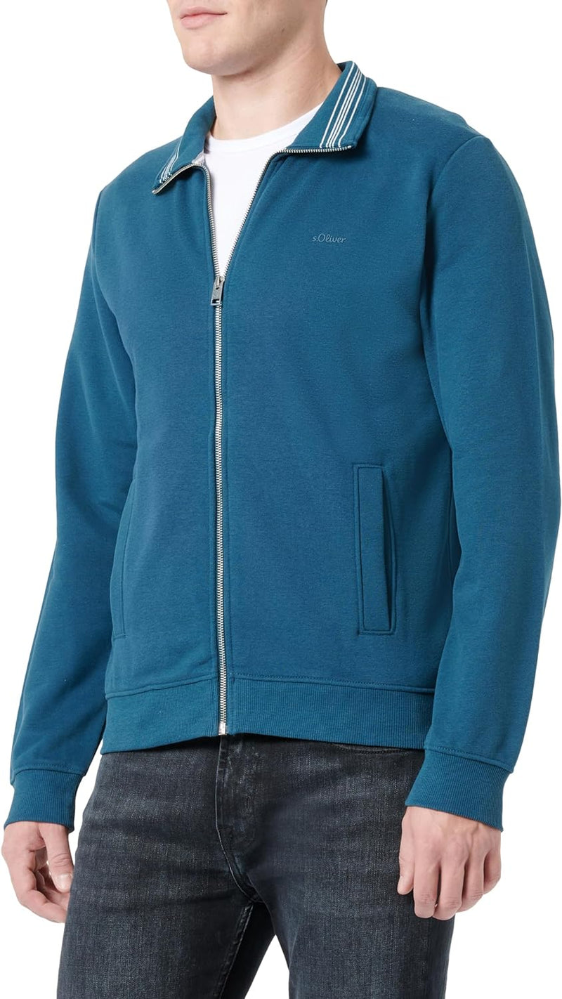 s.Oliver Herren Sweatjacke mit Stehkragen S Blue Green, S Blue Green