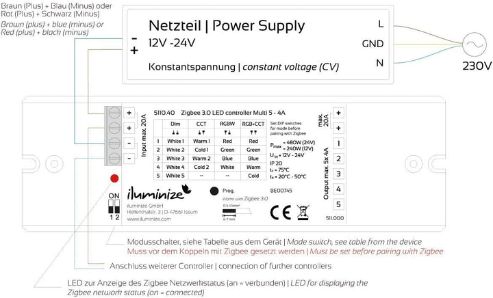 iluminize Zigbee 3.0 LED-Controller (5x 4A Universal), 5x 4a Universal