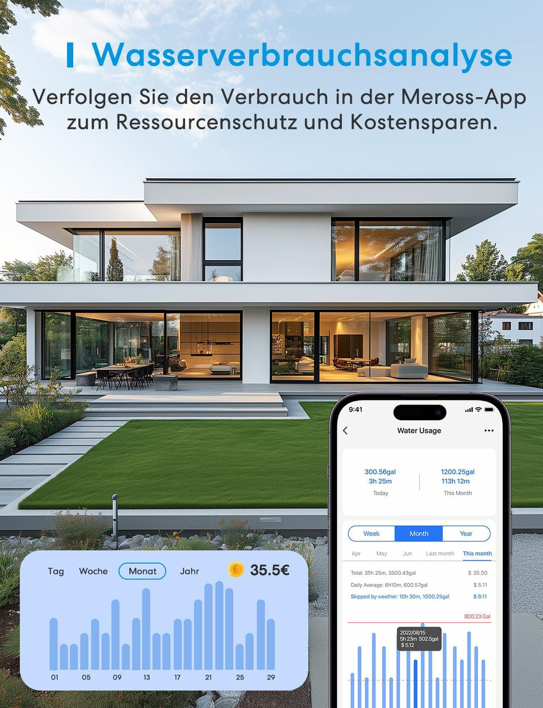 Meross Bewässerungscomputer WLAN | Hub MSH450/MSH400 Erforderlich | Automatische Bewässerung - APP S