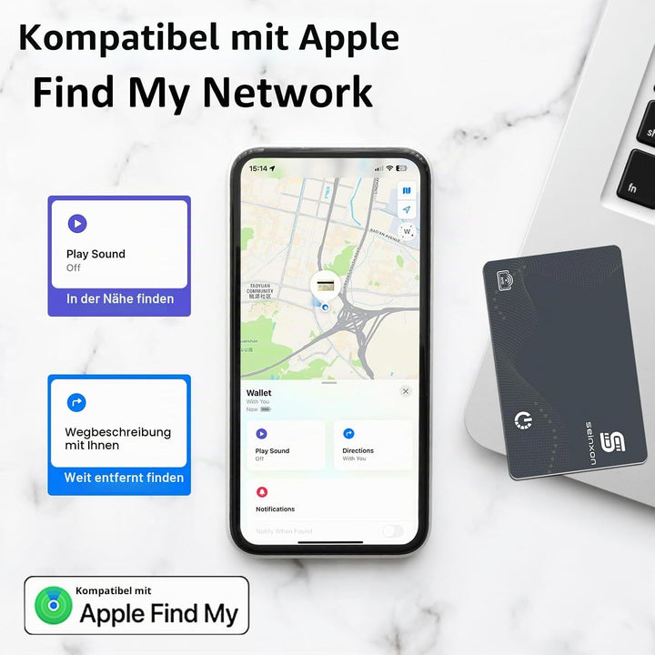 Wallet Finder RFID-Blockierkarte, IP68, Artikel-Tracker mit Ladeclip, Wiederaufladbar funktioniert m