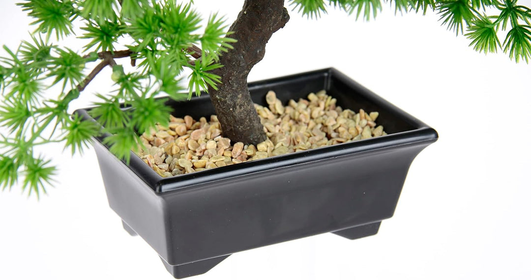 Künstlicher Bonsai Baum in Schale aus Kunststoff Japanische Deko Pflanze für Dekoration Wohnung Schl