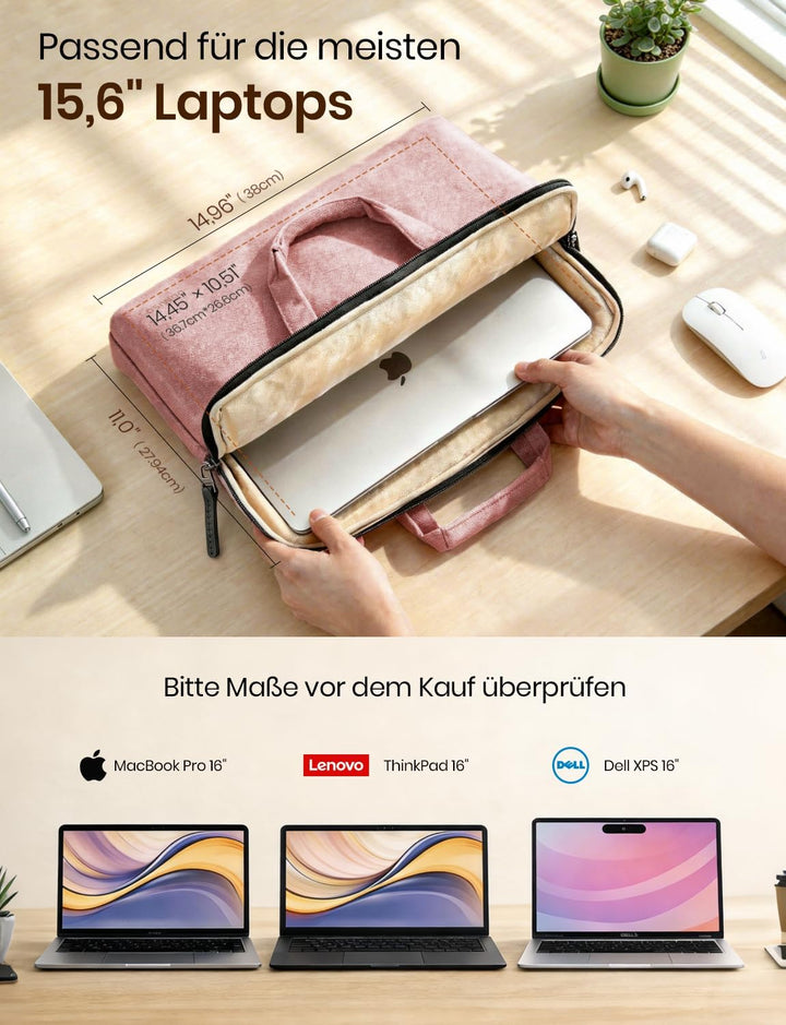 DOMISO 15-15,6 Zoll Wasserdicht Laptop Tasche Aktentasche Schultertasche Notebooktasche für 15.6" Id