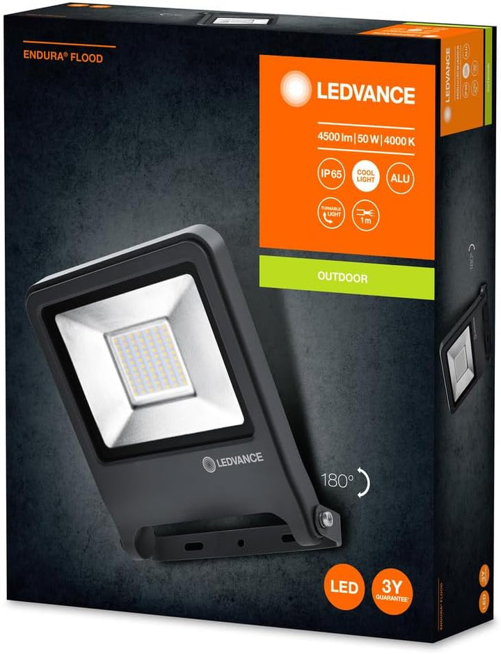 Ledvance LED-Scheinwerfer Endura Schwarz 50W 4500lm 100D - 840 Kaltweiss | IP65 - Symmetrisch