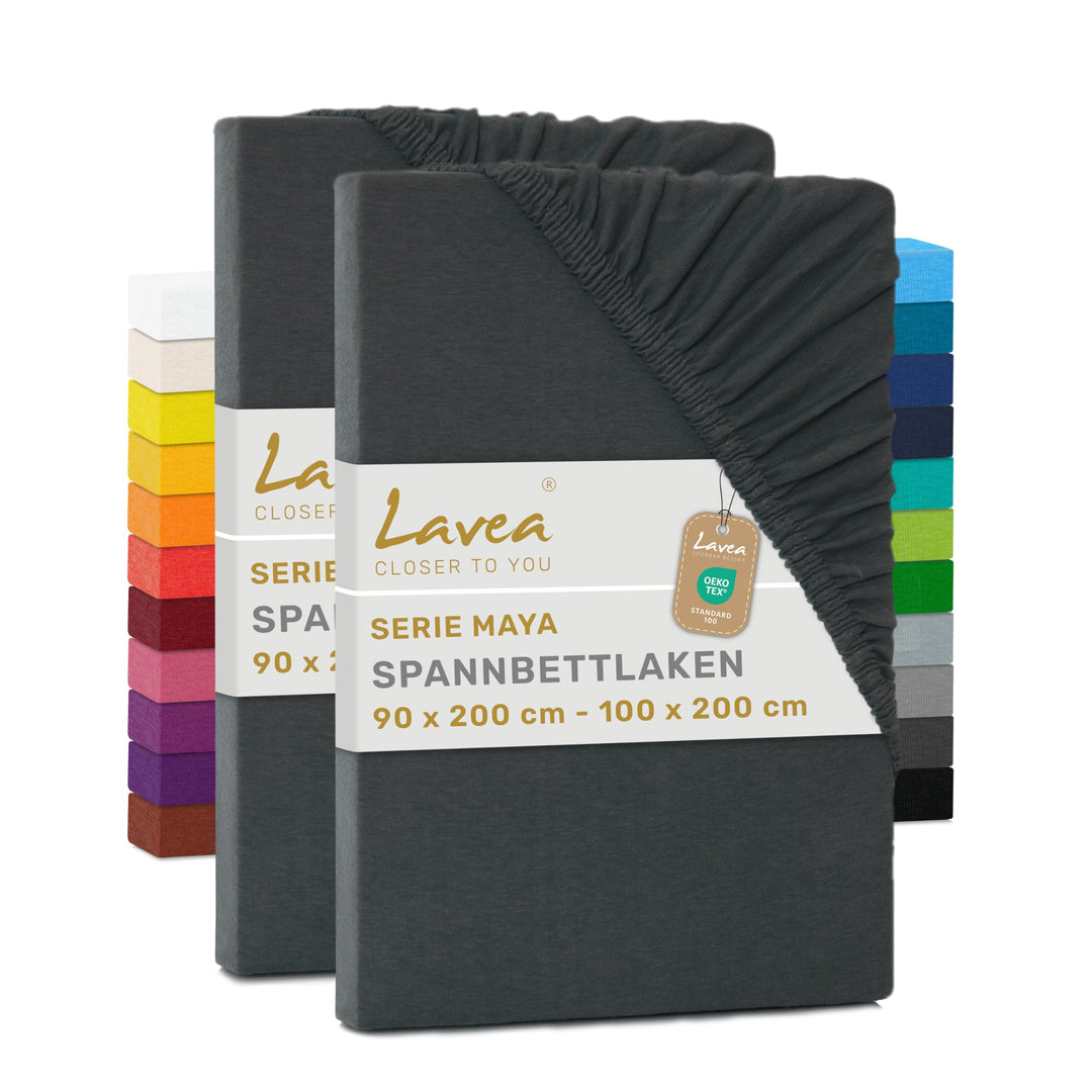 2er Set Spannbettlaken - Serie Maya Doppelpack Spannbetttuch für Matratzen bis 20cm - 90x200cm | 100