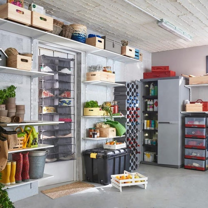 Tontarelli Aufbewahrungsbox mit Rollen 50L Lagerbox Regalbox Sammelbox mit Deckel Stapelbar