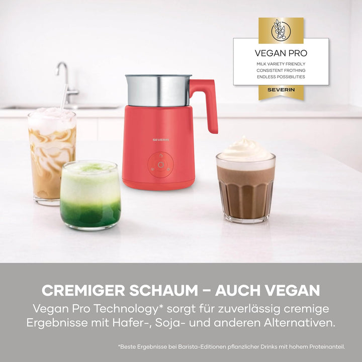 Severin Induktions-Milchaufschäumer, elektrischer Milchschäumer mit Edelstahlbehälter, kaltes und wa