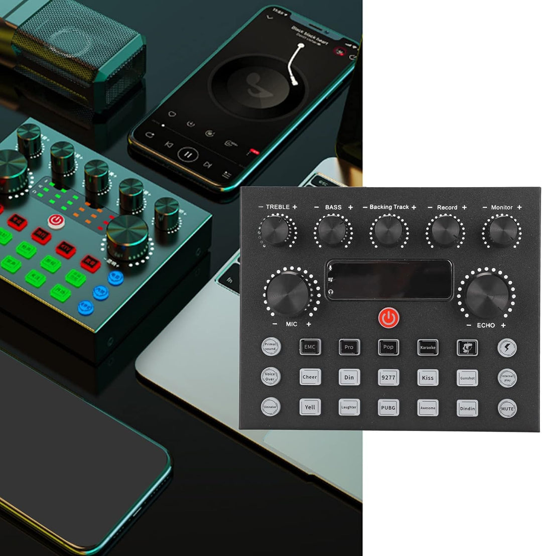 DJ-Mixer-Soundkarte, Multifunktionales Dual-Channel-Sound-Mixer-Kit, Live-Soundkarte, Professionelle