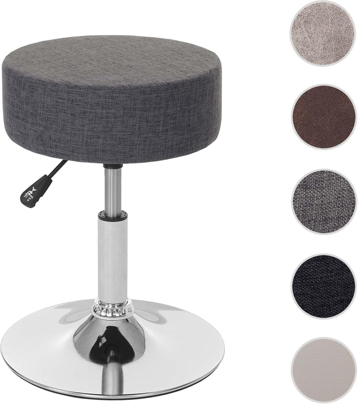Mendler Hocker HWC-C22, Sitzhocker Schminkhocker, höhenverstellbar Ø 35cm - Textil, grau, Textil, Gr