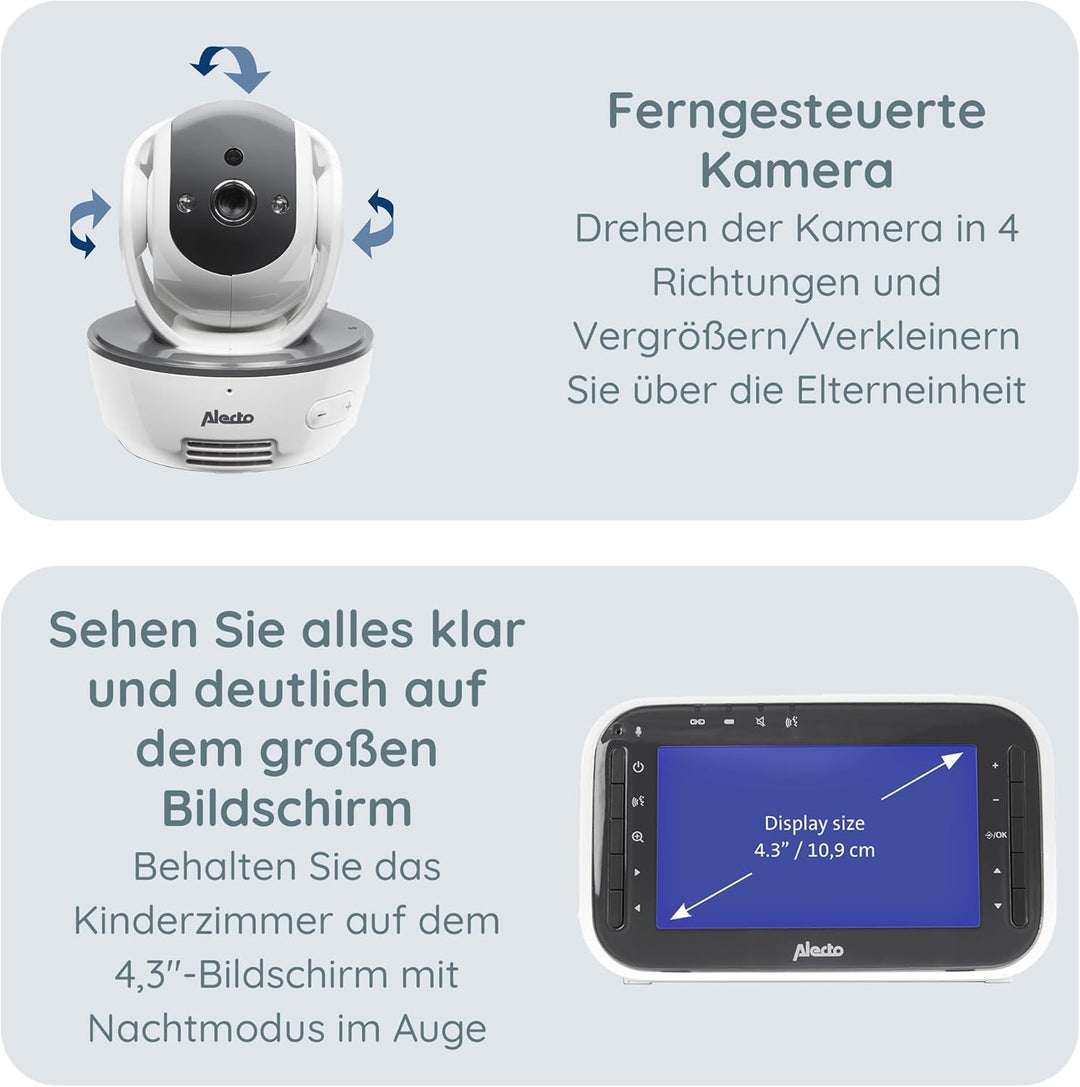 Alecto DVM200M Funk Babyphone steuerbarer Kamera - 100% störungsfreie Babyfon - Indoor Baby Monitor
