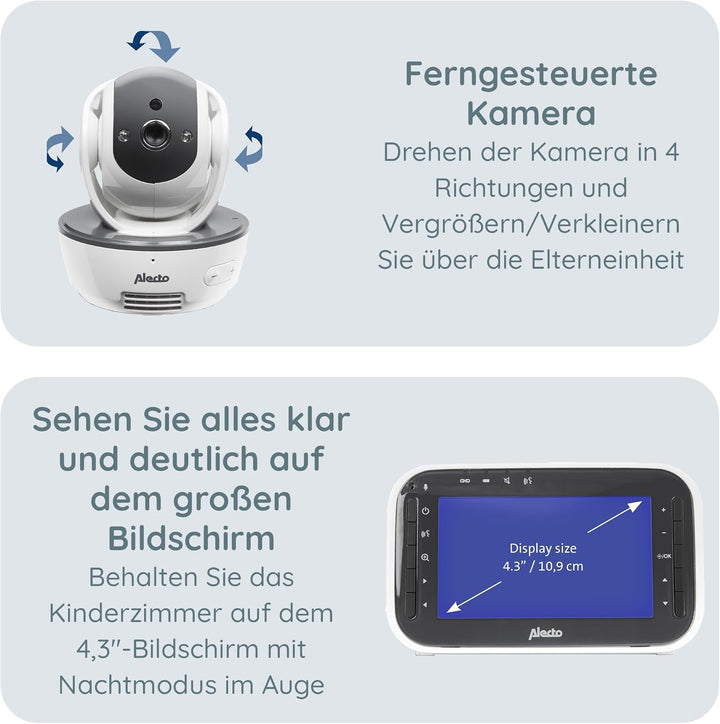 Alecto DVM200M Funk Babyphone steuerbarer Kamera - 100% störungsfreie Babyfon - Indoor Baby Monitor